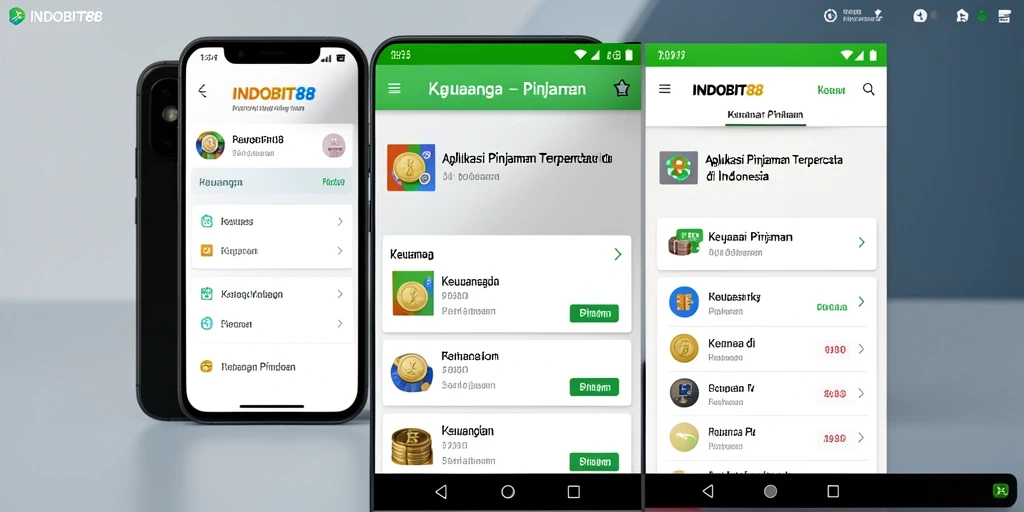 Antarmuka pengguna aplikasi INDOBIT88 menampilkan proses pinjaman yang sederhana.