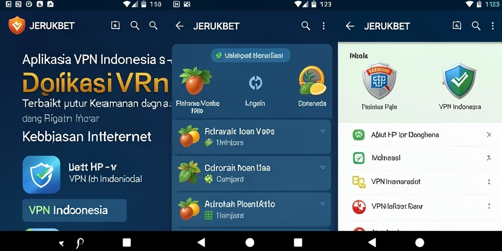 Screenshot aplikasi JERUKBET menunjukkan antarmuka yang bersih dan fungsi VPN yang efisien.