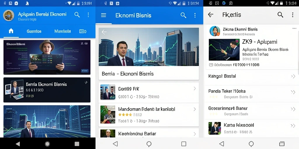 Antarmuka ZK9 menampilkan berita ekonomi dan bisnis secara jelas dan informatif.